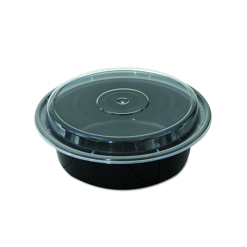 ROUND BLACK MICROWAVABLE CONTAINER COMBO ~ 32 OZ (NC729B)