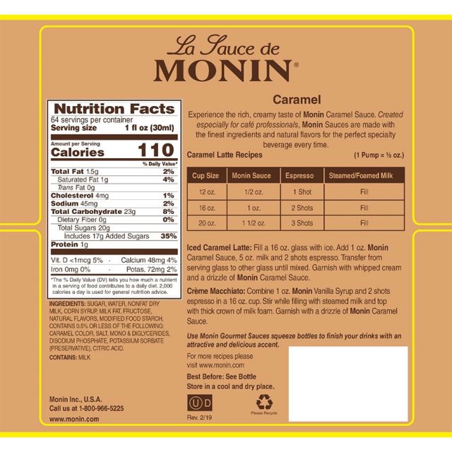 T-MONIN CARAMEL SAUCE 64OZ / 4
