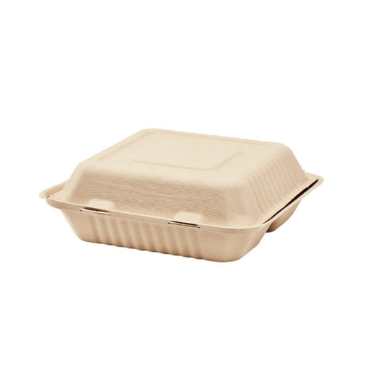 HINGED BAGASSE CONTAINER ~ 8 INCH [85HT1]
